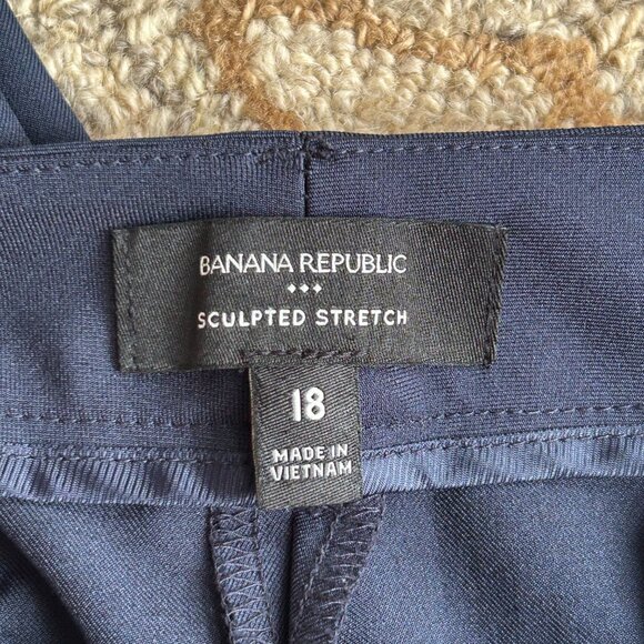 Plus Size Banana Republic Sculpted Stretch Blue Flare Pants 18 | Workwear Chic - Picture 2 of 10